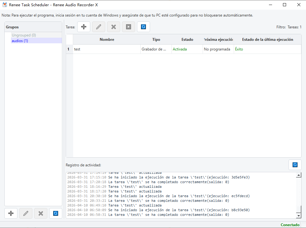 Grabaciones automáticas programadas de audio del PC en Renee Audio Recorder X